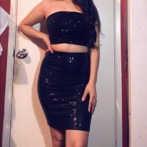 Black Sequin Two Piece